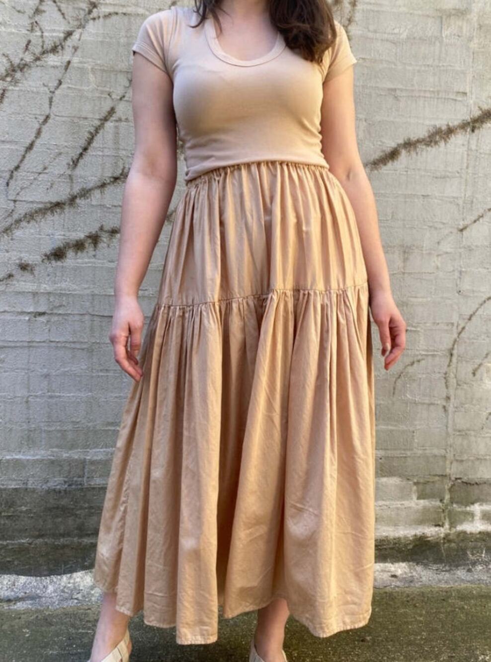 Enza Costa 2 oat milk tiered maxi skirt
